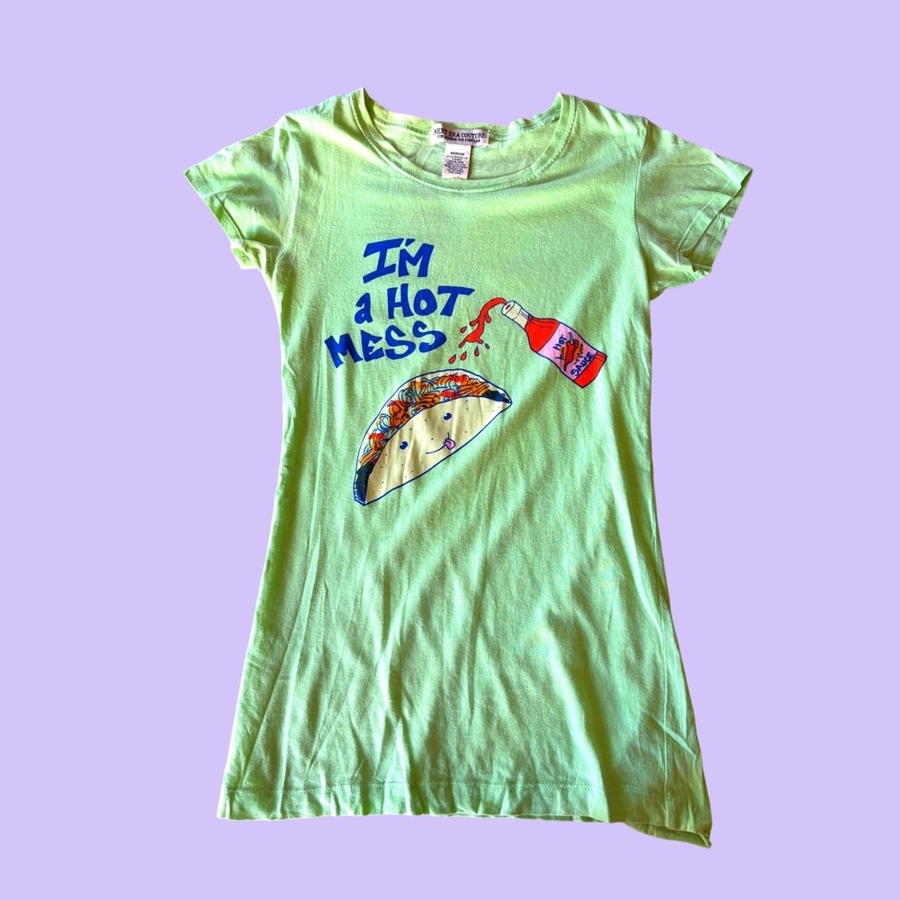 Y2K Next Era Couture Im a Hot Mess Taco Graphic Baby Tee Scene #18